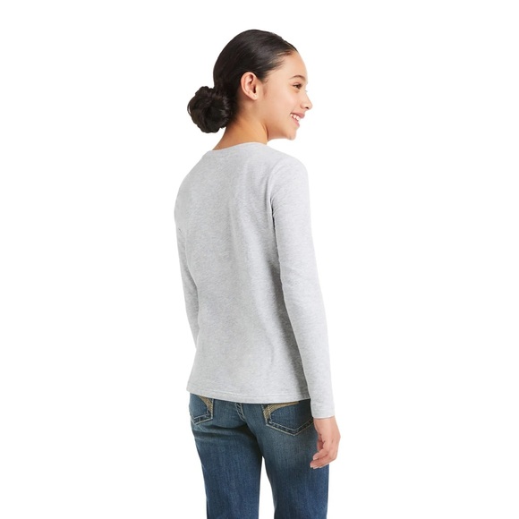 NWT-Ariat Girls Gray Unicorn Long Sleeve Organic Cotton Tee- 10037353-Medium/10 - Picture 3 of 7